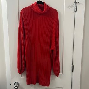 Urban outfitters red turtle neck oversized dress